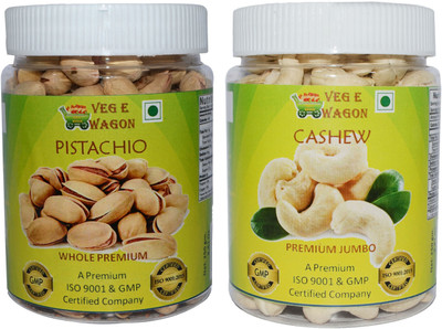

Veg E Wagon Pista Whole Premium & Cashew Premium Jumbo (250 Each) Pistachios(500 g, Mason Jar)