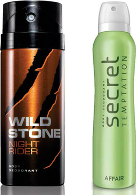 

Secret Temptation Affair Deodorant For Women and Wild Stone Night Rider Deodorant for Men (150 ml each), Pack of 2 Perfume - 300 ml(For Men & Women)