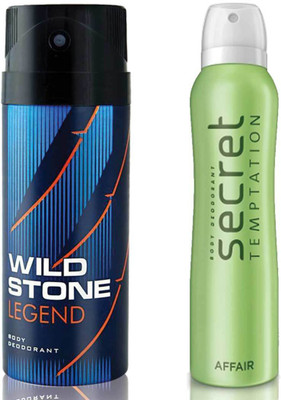 

Secret Temptation Affair Deodorant For Women and Wild Stone Legend Deodorant for Men (150 ml each), Pack of 2 Perfume - 300 ml(For Men & Women)