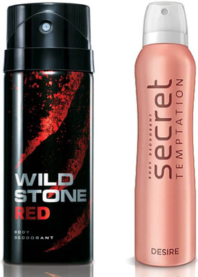 

Secret Temptation Desire Deodorant For Women and Wild Stone Red Deodorant for Men (150 ml each), Pack of 2 Perfume - 300 ml(For Men & Women)