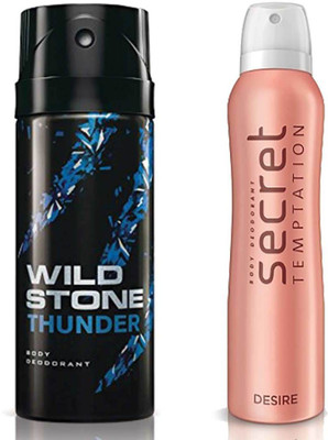 

Secret Temptation Desire Deodorant For Women and Wild Stone Thunder Deodorant for Men (150 ml each), Pack of 2 Perfume - 300 ml(For Men & Women)