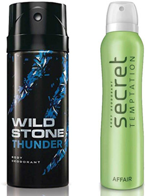 

Secret Temptation Affair Deodorant For Women and Wild Stone Thunder Deodorant for Men (150 ml each), Pack of 2 Perfume - 300 ml(For Men & Women)