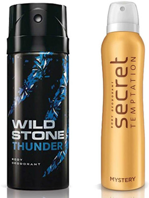 

Secret Temptation Mystery Deodorant For Women and Wild Stone Thunder Deodorant for Men (150 ml each), Pack of 2 Perfume - 300 ml(For Men & Women)