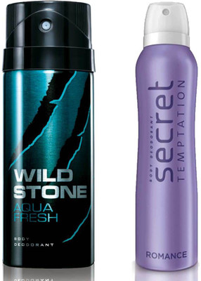 

Secret Temptation Romance Deodorant For Women and Wild Stone Aqua Fresh Deodorant for Men (150 ml each), Pack of 2 Perfume - 300 ml(For Men & Women)