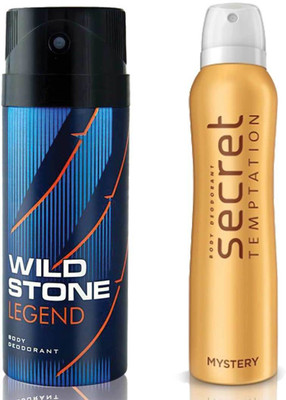 

Secret Temptation Mystery Deodorant For Women and Wild Stone Legend Deodorant for Men (150 ml each), Pack of 2 Perfume - 300 ml(For Men & Women)