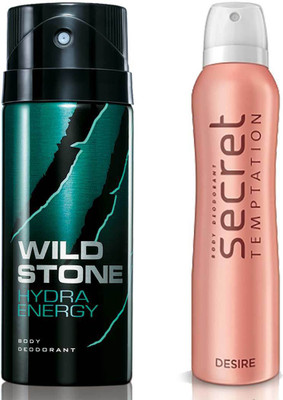 

Secret Temptation Desire Deodorant For Women and Wild Stone Hydra Energy Deodorant for Men (150 ml each), Pack of 2 Perfume - 300 ml(For Men & Women)