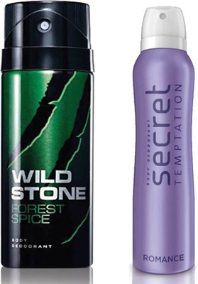 

Secret Temptation Romance Deodorant For Women and Wild Stone Forest Spice Deodorant for Men (150 ml each), Pack of 2 Perfume - 300 ml(For Men & Women)