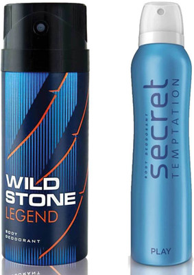 

Secret Temptation Play Deodorant For Women and Wild Stone Legend Deodorant for Men (150 ml each), Pack of 2 Perfume - 300 ml(For Men & Women)