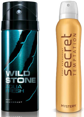 

Secret Temptation Mystery Deodorant For Women and Wild Stone Aqua Fresh Deodorant for Men (150 ml each), Pack of 2 Perfume - 300 ml(For Men & Women)