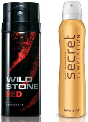 

Secret Temptation Mystery Deodorant For Women and Wild Stone Red Deodorant for Men (150 ml each), Pack of 2 Perfume - 300 ml(For Men & Women)