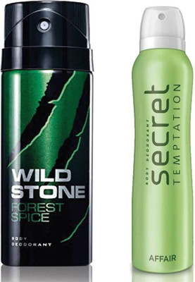 

Secret Temptation Affair Deodorant For Women and Wild Stone Forest Spice Deodorant for Men (150 ml each), Pack of 2 Perfume - 300 ml(For Men & Women)