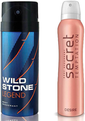 

Secret Temptation Desire Deodorant For Women and Wild Stone Legend Deodorant for Men (150 ml each), Pack of 2 Perfume - 300 ml(For Men & Women)