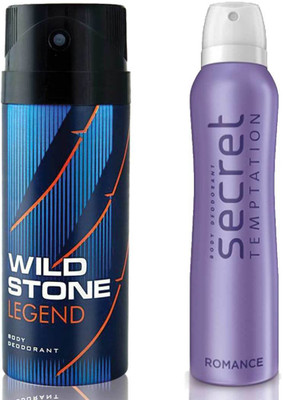 

Secret Temptation Romance Deodorant For Women and Wild Stone Legend Deodorant for Men (150 ml each), Pack of 2 Perfume - 300 ml(For Men & Women)
