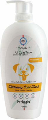 

Petlogix Whitening Coat Wash Pet Shampoo for Dogs, Kitten and Cats - 100% Natural White Coat Cleanser Shampoo with Lemon, Lime and Lavender Flower Extract for Itching, Dry, Sensitive Skin 400 ml Pet Coat Cleanser(Suitable For Dog, Cat)