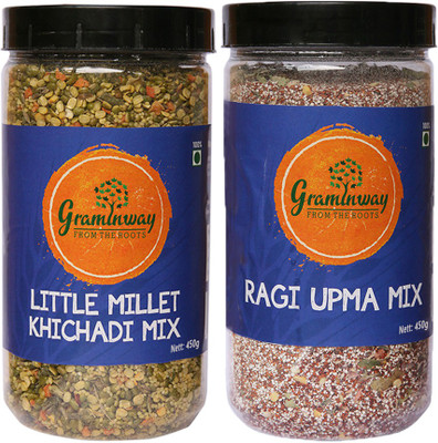 

Graminway GLUTEN FREE LITTLE MILLET KHICHADI MIX & GLUTEN FREE RAGI UPMA MIX Combo(900)
