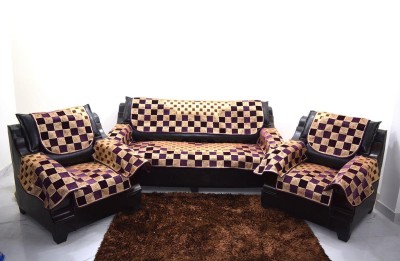 KINGLY Jacquard Checkered Sofa Cover(Purple Pack of 12)