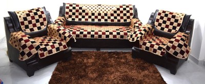 KINGLY Jacquard Checkered Sofa Cover(Maroon Pack of 12)