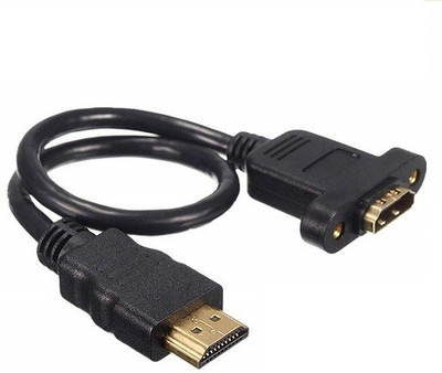

TechGear TV-out Cable PANEL MOUNT MALE TO FEMALE 1.5M Extension Hdmi Cable Adapter Extender band Screw Nut for Panel Mount Gold Plated Plugs(Black, For TV)