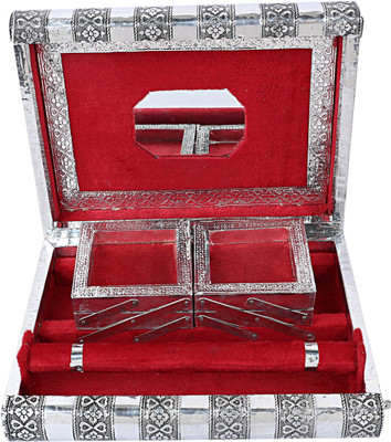 

Kuber Industries Wooden Handmade Jewellery Box For women (Silver)-CTKTC4127 Jewellery Box Vanity Box(Silver)