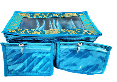 

FORE TREND Jewellery Kit With 10 Satin Transparent Pouches Jewelry Organizer - green Vanity Box(Green)
