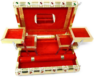 

Kuber Industries Wooden Handmade Jewellery Box For women (Gold)-CTKTC4125 Jewellery Box Vanity Box(Gold)