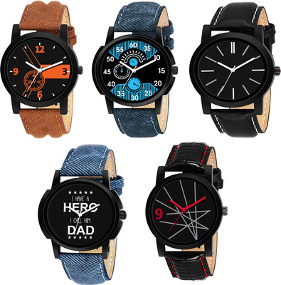 LEBENSZEIT New Stylish Set Of Five Combo Watch For Men & Women Analog Watch - For Boys & Girls