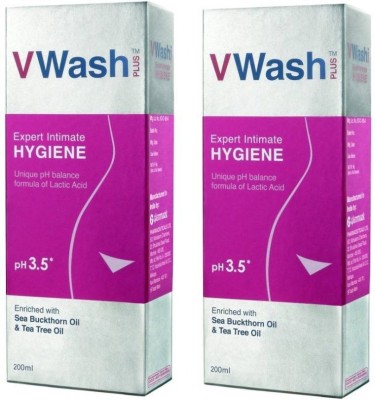 

V Wash Plus Expert HYGIENE Unique pH Balance Formula of Lactic Acid Liquid Intimate Wash Combo Pack 200ml X 2 = 400ml Intimate Wash(400 ml)