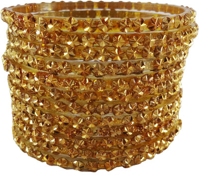 Guddan Glass Crystal Bangle Set(Pack of 12)