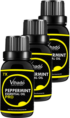 

VIHADO Peppermint Essential Oil 7x Pro 100% Pure Natural & Therapeutic Grade For Aromatherapy, Skin, Acne & Hair Growth (10 ml) (Pack of 3)(10 ml)