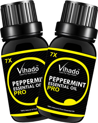 

VIHADO Peppermint Essential Oil 7x Pro 100% Pure Natural & Therapeutic Grade For Aromatherapy, Skin, Acne & Hair Growth (15 ml) (Pack of 2)(15 ml)