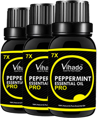 

VIHADO Peppermint Essential Oil, 7x Pro - 100% Pure & Organic, Natural, Undiluted, Ideal For Aromatherapy, Skin, Muscles & Aroma Diffusers (30 ml) (pack of 3)(30 ml)