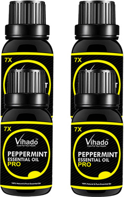 

VIHADO Peppermint Essential Oil 7x Pro 100% Pure Natural & Therapeutic Grade For Aromatherapy, Skin, Acne & Hair Growth (10 ml) (Pack of 4)(10 ml)
