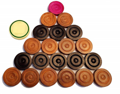 

QUINERGYS ™ Hand-Crafted Professional Wooden Carrom Men (coins) Set - Break To Finish Carrom Pawns(Pack of 24)