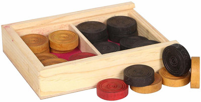 

QUINERGYS ® Highly Resistant Authentic Wooden Box Carrom Coin Carrom Bulldog Carrom Pawns(Pack of 24)