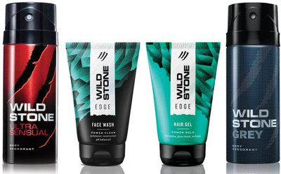 

Wild Stone Edge Facewash, Edge Hairgel, Ultra Sensual and Grey(Set of 4)