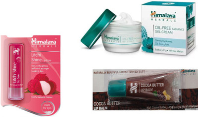 

Himalaya Litchi Shine Lip Care, Radiance Gel Cream, Cocoa Butter Lip Balm(Set of 3)
