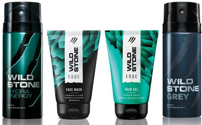 

Wild Stone Edge Facewash, Edge Hairgel, Hydra Energy and Grey(Set of 4)