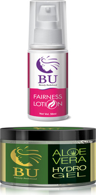 

BU Fairness Cream with Multi-Purpose Hydro Aloe Vera Gel (100% Herbal and Organic)(Set of 2)