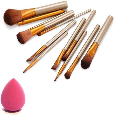 

Rsentera makeup brushs kit with sponge puff multicolor(Set of 12)