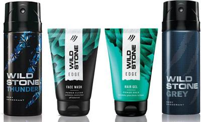

Wild Stone Edge Facewash, Edge Hairgel, Thunder and Grey(Set of 4)