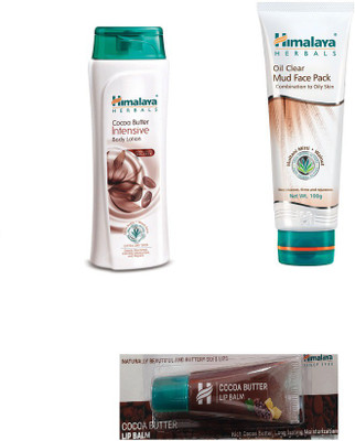 

Himalaya COCA BUTTER BODY LOTION, OIL CLEAR MUD FACE PACK, STRAWBERRY LIP BALM(Set of 3)