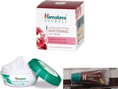 

Himalaya Clear Complexion Whitening Day Cream, Nourishing Skin Cream, Cocoa Butter Lip Balm(Set of 3)