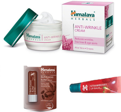 

Himalaya ANTI WRINKLE CREAM, STRAWBERRY LIP SHINE CARE,(Set of 3)