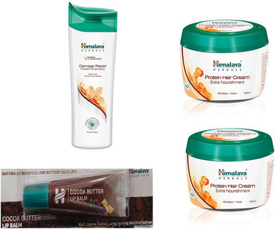 

Himalaya DAMAGE SHAMPOO, PROTIEN HAIR CREAM, COCA BUTTER LIP BALM(Set of 4)