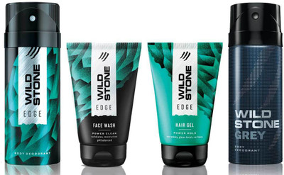 

Wild Stone Edge Facewash, Edge Hairgel, Edge and Grey(Set of 4)