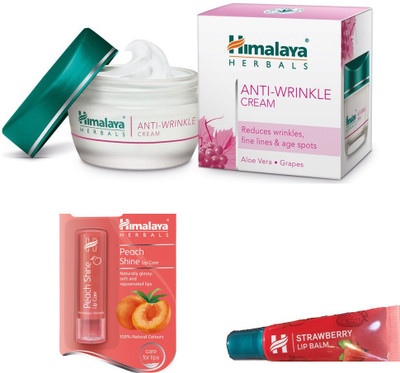 

Himalaya Anti Wrinkle Cream, Peach Shine Lip Care, Strawberry Lip Balm(Set of 3)