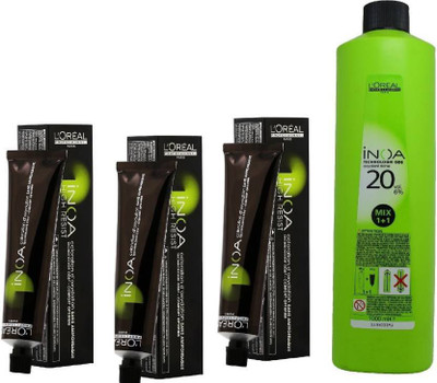

L'Oreal Paris Inoa Color No. 5,5 (High Resist Light Mahogany Brown) with Developer 20Vol Hair Color(Set of 4)