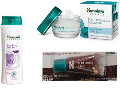

Himalaya Oil Free Radiance Gel Cream, Soothing Body Lotion, Cocoa Butter Lip Balm(Set of 3)