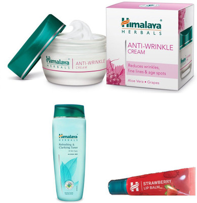 

Himalaya ANTI WRINKLE CREAM, REFRESHING CLRYFLY TONER, STRAWBERRY LIP SHINE CARE(Set of 3)