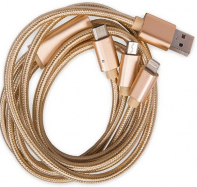 

ginniebaba T-02 Power Sharing Cable(mobiles, tablets, laptops, Golden, Sync and Charge Cable)